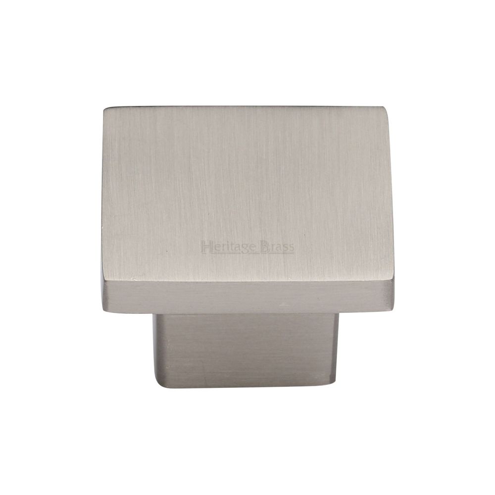 This is an image of a Heritage Brass - Cabinet Knob Classic Square Design 32mm Satin Nickel Finish, c1254-32-sn that is available to order from T.H Wiggans Ironmongery in Kendal.