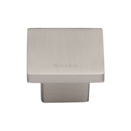 This is an image of a Heritage Brass - Cabinet Knob Classic Square Design 32mm Satin Nickel Finish, c1254-32-sn that is available to order from T.H Wiggans Ironmongery in Kendal.