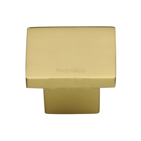 This is an image of a Heritage Brass - Cabinet Knob Classic Square Design 40mm Unlacquered Polished Brass finish, c1254-40-ulb that is available to order from T.H Wiggans Ironmongery in Kendal.