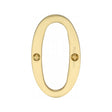 This is an image of a Heritage Brass - Numeral 0 Face Fix 76mm (3") Satin Brass Finish, c1560-0-sb that is available to order from T.H Wiggans Ironmongery in Kendal.