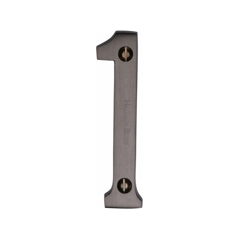 This is an image of a Heritage Brass - Numeral 1 Face Fix 76mm (3") Matt Bronze Finish, c1560-1-mb that is available to order from T.H Wiggans Ironmongery in Kendal.