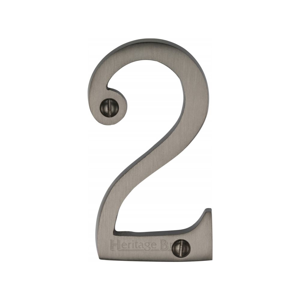 This is an image of a Heritage Brass - Numeral 2 Face Fix 76mm (3") Matt Bronze Finish, c1560-2-mb that is available to order from T.H Wiggans Ironmongery in Kendal.