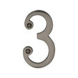 This is an image of a Heritage Brass - Numeral 3 Face Fix 76mm (3") Matt Bronze Finish, c1560-3-mb that is available to order from T.H Wiggans Ironmongery in Kendal.