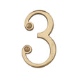 This is an image of a Heritage Brass - Numeral 3 Face Fix 76mm (3") Polished Brass Finish, c1560-3-pb that is available to order from T.H Wiggans Ironmongery in Kendal.