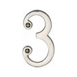 This is an image of a Heritage Brass - Numeral 3 Face Fix 76mm (3") Polished Nickel Finish, c1560-3-pnf that is available to order from T.H Wiggans Ironmongery in Kendal.