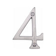 This is an image of a Heritage Brass - Numeral 4 Face Fix 76mm (3") Satin Chrome Finish, c1560-4-sc that is available to order from T.H Wiggans Ironmongery in Kendal.