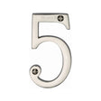 This is an image of a Heritage Brass - Numeral 5 Face Fix 76mm (3") Polished Nickel Finish, c1560-5-pnf that is available to order from T.H Wiggans Ironmongery in Kendal.