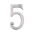 This is an image of a Heritage Brass - Numeral 5 Face Fix 76mm (3") Satin Chrome Finish, c1560-5-sc that is available to order from T.H Wiggans Ironmongery in Kendal.