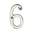 This is an image of a Heritage Brass - Numeral 6 Face Fix 76mm (3") Polished Nickel Finish, c1560-6-pnf that is available to order from T.H Wiggans Ironmongery in Kendal.