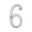 This is an image of a Heritage Brass - Numeral 6 Face Fix 76mm (3") Satin Chrome Finish, c1560-6-sc that is available to order from T.H Wiggans Ironmongery in Kendal.