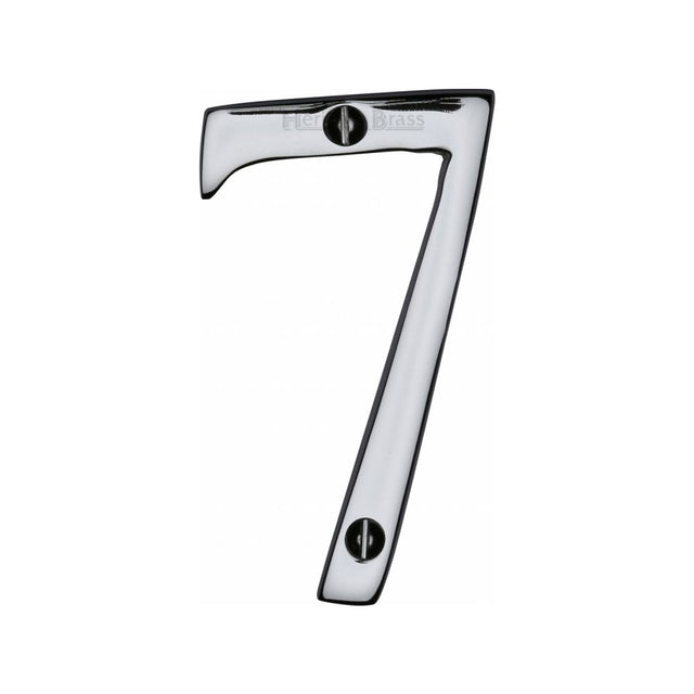 This is an image of a Heritage Brass - Numeral 7 Face Fix 76mm (3") Polished Chrome Finish, c1560-7-pc that is available to order from T.H Wiggans Ironmongery in Kendal.