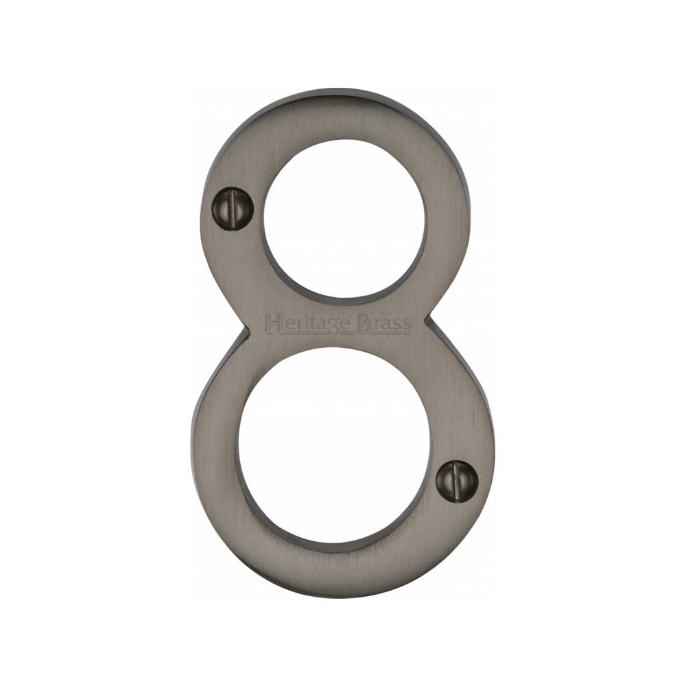 This is an image of a Heritage Brass - Numeral 8 Face Fix 76mm (3") Matt Bronze Finish, c1560-8-mb that is available to order from T.H Wiggans Ironmongery in Kendal.