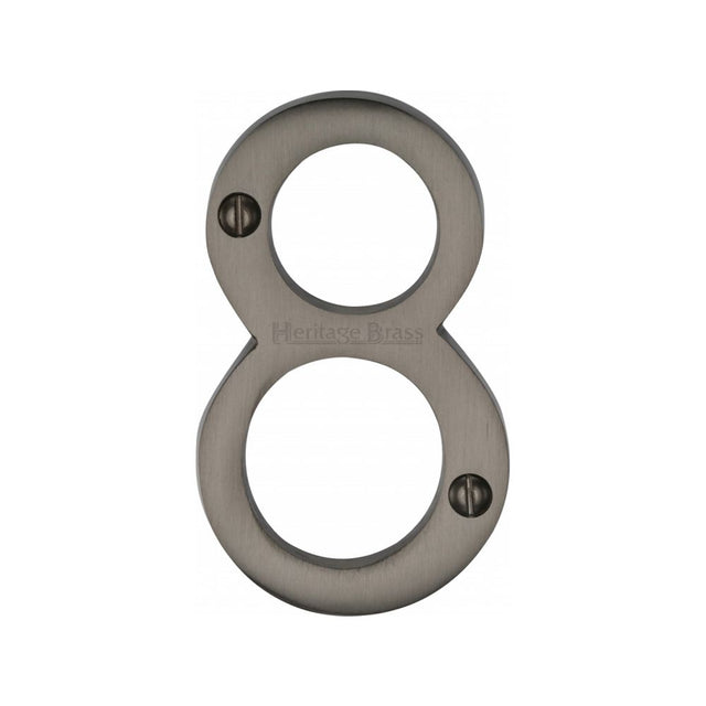 This is an image of a Heritage Brass - Numeral 8 Face Fix 76mm (3") Matt Bronze Finish, c1560-8-mb that is available to order from T.H Wiggans Ironmongery in Kendal.