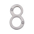 This is an image of a Heritage Brass - Numeral 8 Face Fix 76mm (3") Satin Chrome Finish, c1560-8-sc that is available to order from T.H Wiggans Ironmongery in Kendal.