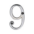This is an image of a Heritage Brass - Numeral 9 Face Fix 76mm (3") Polished Chrome Finish, c1560-9-pc that is available to order from T.H Wiggans Ironmongery in Kendal.