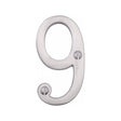 This is an image of a Heritage Brass - Numeral 9 Face Fix 76mm (3") Satin Chrome Finish, c1560-9-sc that is available to order from T.H Wiggans Ironmongery in Kendal.
