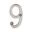 This is an image of a Heritage Brass - Numeral 9 Face Fix 76mm (3") Satin Nickel Finish, c1560-9-sn that is available to order from T.H Wiggans Ironmongery in Kendal.