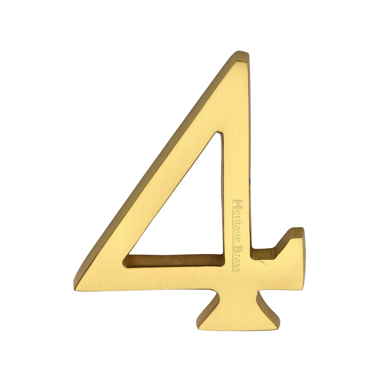 This is an image of a Heritage Brass - Numeral 4 Concealed Fix 76mm (3") Polished Brass finish, c1564-4-pb that is available to order from T.H Wiggans Ironmongery in Kendal.