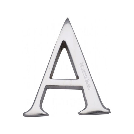 This is an image of a Heritage Brass - Alphabet A Pin Fix 51mm (2") Polished Chrome Finish, c1565-2-a-pc that is available to order from T.H Wiggans Ironmongery in Kendal.
