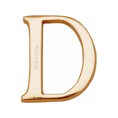 This is an image of a Heritage Brass - Alphabet D Pin Fix 51mm (2") Polished Brass Finish, c1565-2-d-pb that is available to order from T.H Wiggans Ironmongery in Kendal.