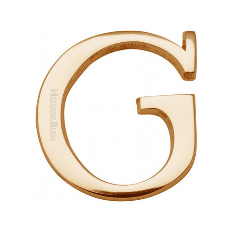 This is an image of a Heritage Brass - Alphabet G Pin Fix 51mm (2") Polished Brass Finish, c1565-2-g-pb that is available to order from T.H Wiggans Ironmongery in Kendal.