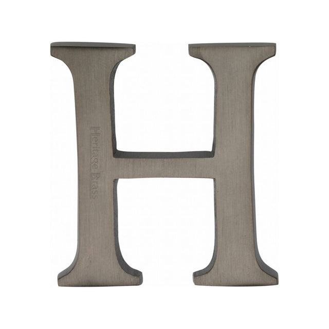 This is an image of a Heritage Brass - Alphabet H Pin Fix 51mm (2") Matt Bronze Finish, c1565-2-h-mb that is available to order from T.H Wiggans Ironmongery in Kendal.