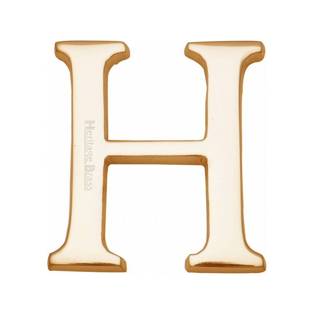 This is an image of a Heritage Brass - Alphabet H Pin Fix 51mm (2") Polished Brass Finish, c1565-2-h-pb that is available to order from T.H Wiggans Ironmongery in Kendal.