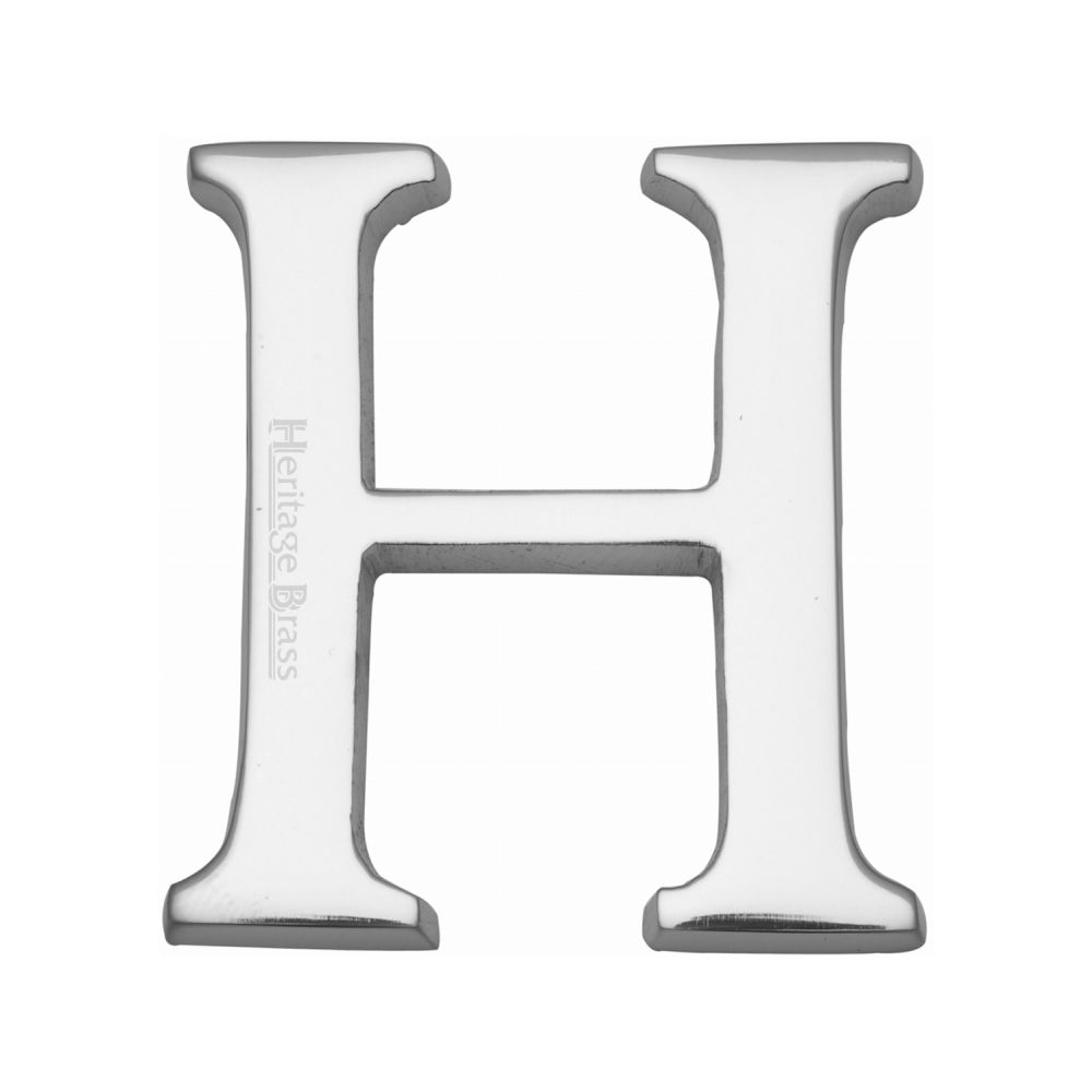 This is an image of a Heritage Brass - Alphabet H Pin Fix 51mm (2") Polished Chrome Finish, c1565-2-h-pc that is available to order from T.H Wiggans Ironmongery in Kendal.