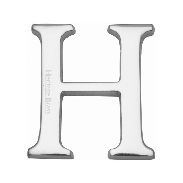 This is an image of a Heritage Brass - Alphabet H Pin Fix 51mm (2") Polished Chrome Finish, c1565-2-h-pc that is available to order from T.H Wiggans Ironmongery in Kendal.