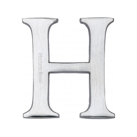 This is an image of a Heritage Brass - Alphabet H Pin Fix 51mm (2") Satin Chrome Finish, c1565-2-h-sc that is available to order from T.H Wiggans Ironmongery in Kendal.