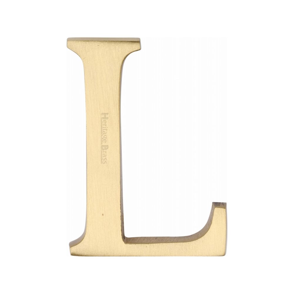 This is an image of a Heritage Brass - Alphabet L Pin Fix 51mm (2") Satin Brass Finish, c1565-2-l-sb that is available to order from T.H Wiggans Ironmongery in Kendal.