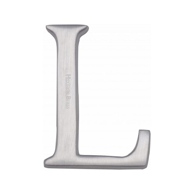 This is an image of a Heritage Brass - Alphabet L Pin Fix 51mm (2") Satin Chrome Finish, c1565-2-l-sc that is available to order from T.H Wiggans Ironmongery in Kendal.