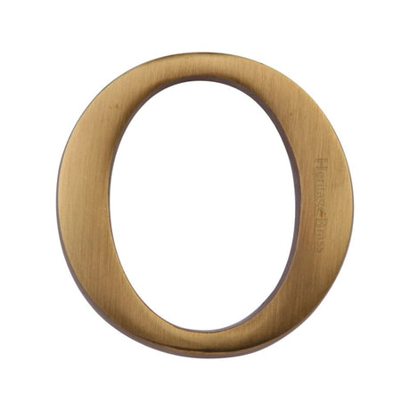 This is an image of a Heritage Brass - Alphabet O Pin Fix 51mm (2") Antique Brass Finish, c1565-2-o-at that is available to order from T.H Wiggans Ironmongery in Kendal.
