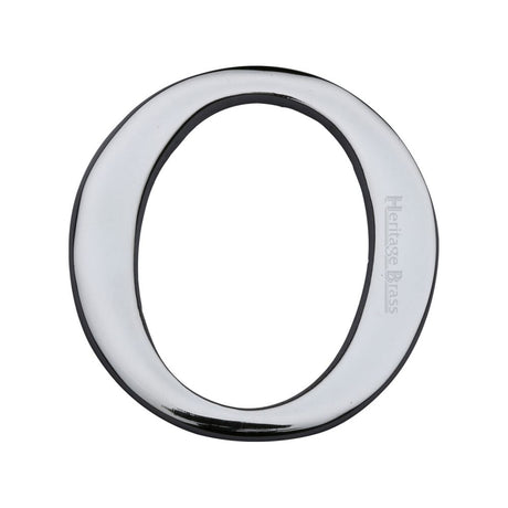 This is an image of a Heritage Brass - Alphabet O Pin Fix 51mm (2") Polished Chrome Finish, c1565-2-o-pc that is available to order from T.H Wiggans Ironmongery in Kendal.