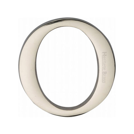 This is an image of a Heritage Brass - Alphabet O Pin Fix 51mm (2") Polished Nickel Finish, c1565-2-o-pnf that is available to order from T.H Wiggans Ironmongery in Kendal.