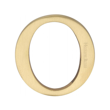 This is an image of a Heritage Brass - Alphabet O Pin Fix 51mm (2") Satin Brass Finish, c1565-2-o-sb that is available to order from T.H Wiggans Ironmongery in Kendal.