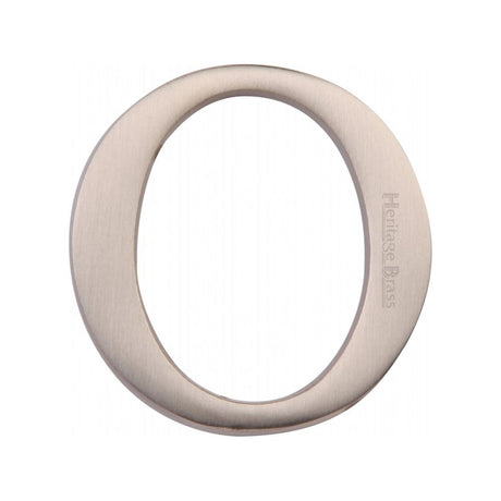 This is an image of a Heritage Brass - Alphabet O Pin Fix 51mm (2") Satin Nickel Finish, c1565-2-o-sn that is available to order from T.H Wiggans Ironmongery in Kendal.