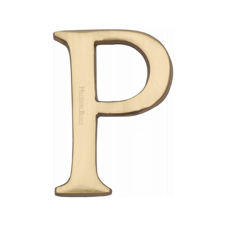 This is an image of a Heritage Brass - Alphabet P Pin Fix 51mm (2") Polished Brass Finish, c1565-2-p-pb that is available to order from T.H Wiggans Ironmongery in Kendal.