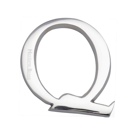 This is an image of a Heritage Brass - Alphabet Q Pin Fix 51mm (2") Polished Chrome Finish, c1565-2-q-pc that is available to order from T.H Wiggans Ironmongery in Kendal.