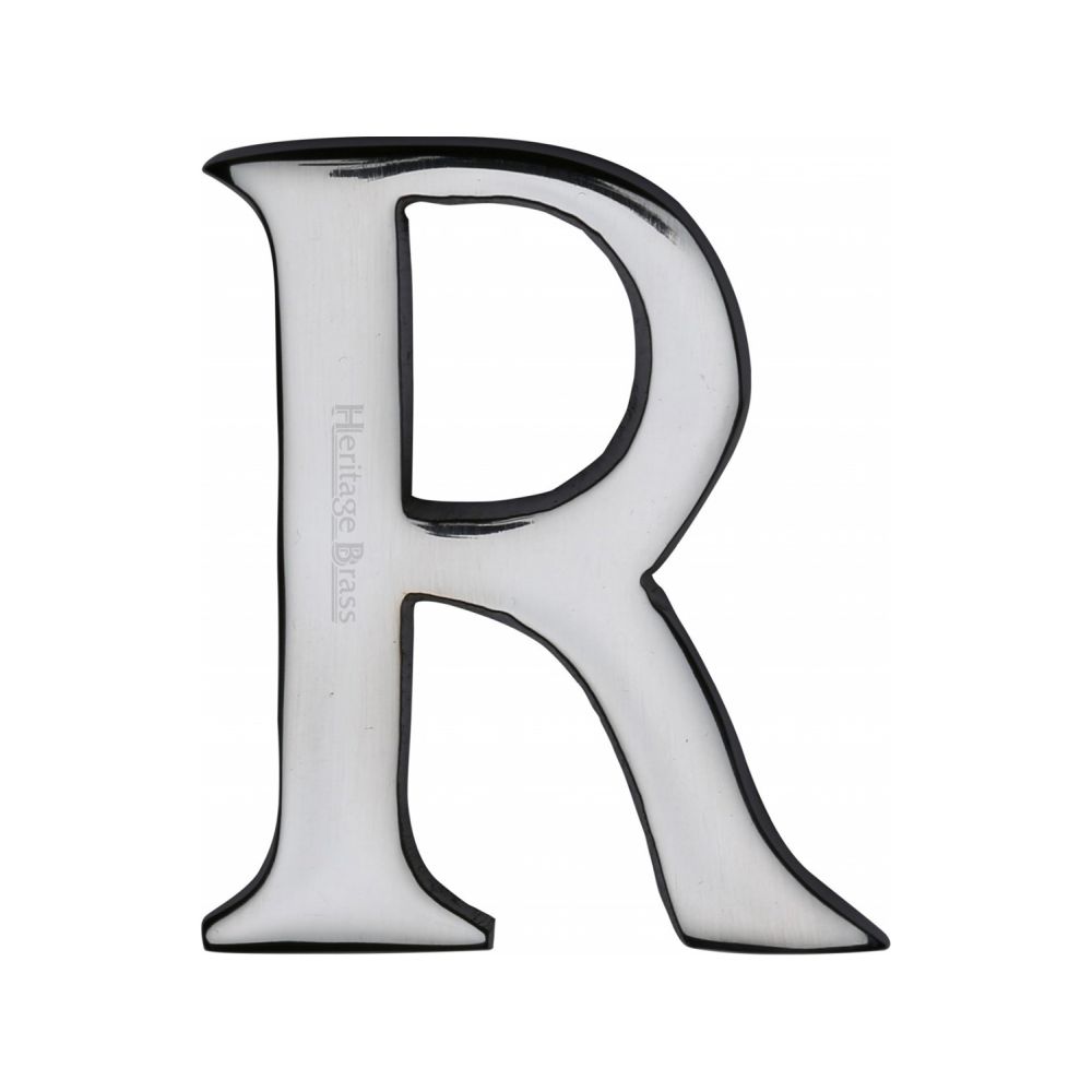 This is an image of a Heritage Brass - Alphabet R Pin Fix 51mm (2") Polished Chrome Finish, c1565-2-r-pc that is available to order from T.H Wiggans Ironmongery in Kendal.