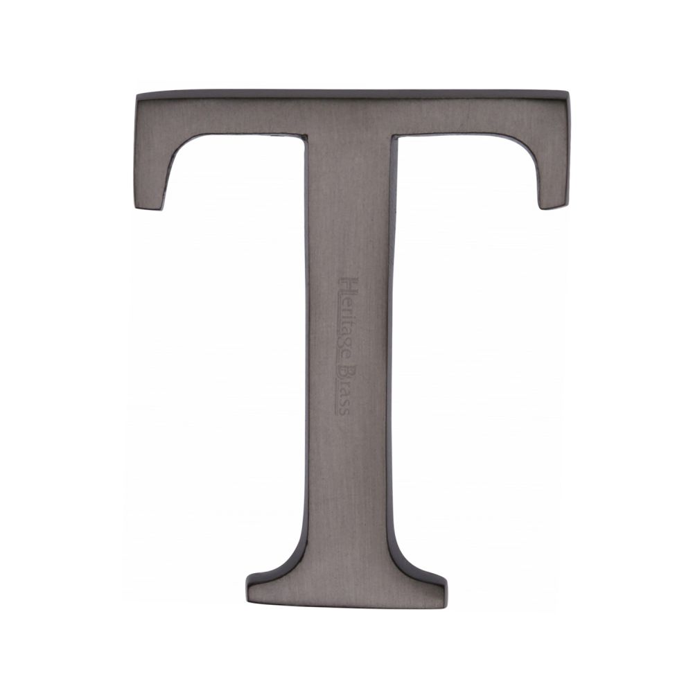 This is an image of a Heritage Brass - Alphabet T Pin Fix 51mm (2") Matt Bronze Finish, c1565-2-t-mb that is available to order from T.H Wiggans Ironmongery in Kendal.