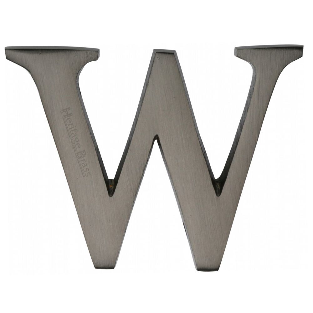 This is an image of a Heritage Brass - Alphabet W Pin Fix 51mm (2") Matt Bronze Finish, c1565-2-w-mb that is available to order from T.H Wiggans Ironmongery in Kendal.