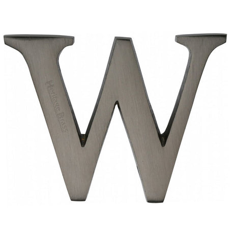 This is an image of a Heritage Brass - Alphabet W Pin Fix 51mm (2") Matt Bronze Finish, c1565-2-w-mb that is available to order from T.H Wiggans Ironmongery in Kendal.