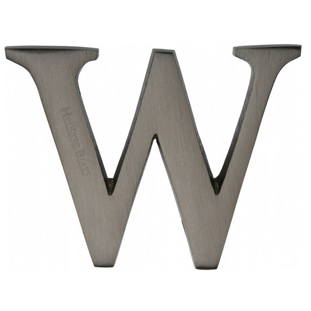 This is an image of a Heritage Brass - Alphabet W Pin Fix 51mm (2") Matt Bronze Finish, c1565-2-w-mb that is available to order from T.H Wiggans Ironmongery in Kendal.