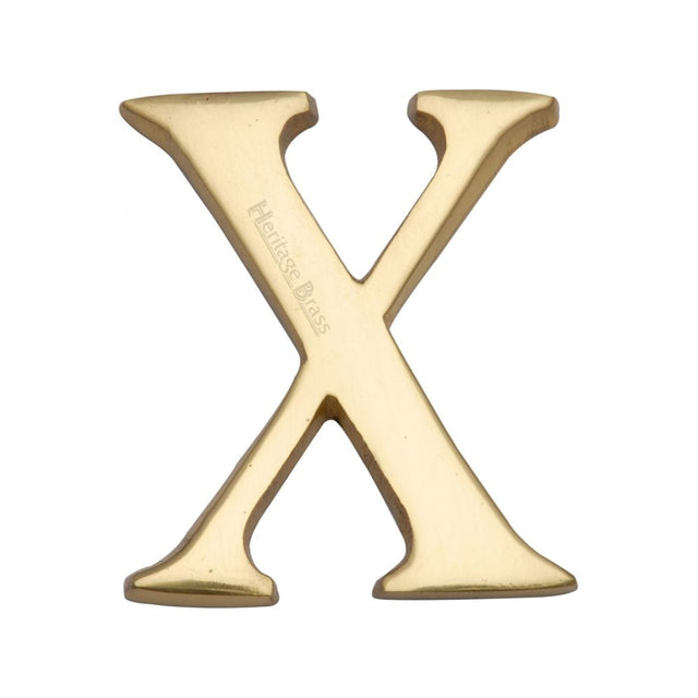 This is an image of a Heritage Brass - Alphabet X Pin Fix 51mm (2") Polished Brass Finish, c1565-2-x-pb that is available to order from T.H Wiggans Ironmongery in Kendal.
