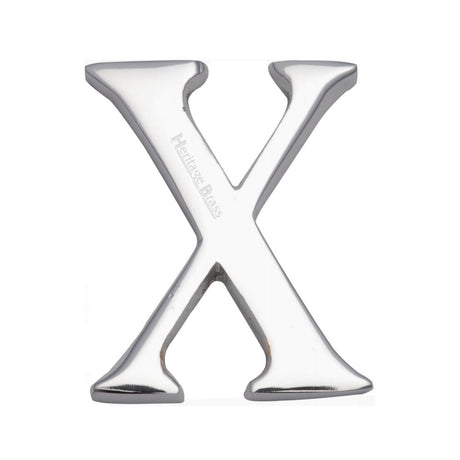 This is an image of a Heritage Brass - Alphabet X Pin Fix 51mm (2") Polished Chrome Finish, c1565-2-x-pc that is available to order from T.H Wiggans Ironmongery in Kendal.