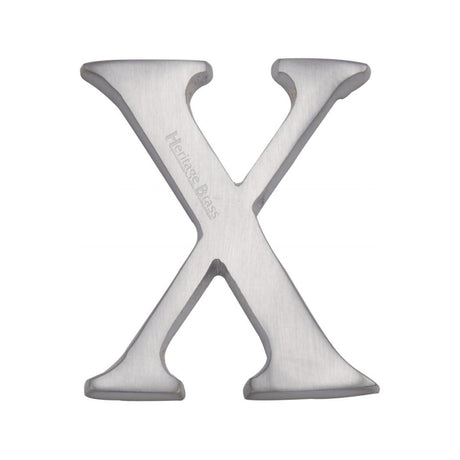 This is an image of a Heritage Brass - Alphabet X Pin Fix 51mm (2") Satin Chrome Finish, c1565-2-x-sc that is available to order from T.H Wiggans Ironmongery in Kendal.
