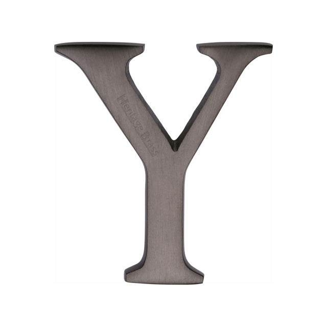 This is an image of a Heritage Brass - Alphabet Y Pin Fix 51mm (2") Matt Bronze Finish, c1565-2-y-mb that is available to order from T.H Wiggans Ironmongery in Kendal.