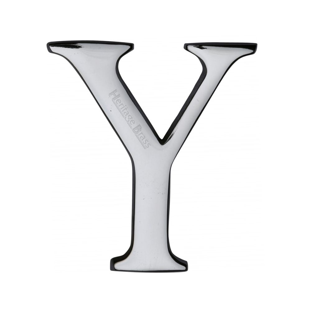 This is an image of a Heritage Brass - Alphabet Y Pin Fix 51mm (2") Polished Chrome Finish, c1565-2-y-pc that is available to order from T.H Wiggans Ironmongery in Kendal.