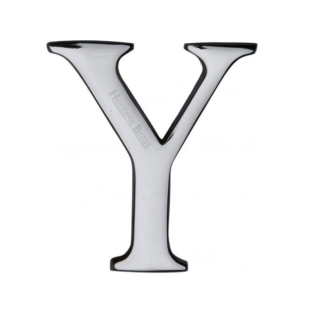 This is an image of a Heritage Brass - Alphabet Y Pin Fix 51mm (2") Polished Chrome Finish, c1565-2-y-pc that is available to order from T.H Wiggans Ironmongery in Kendal.